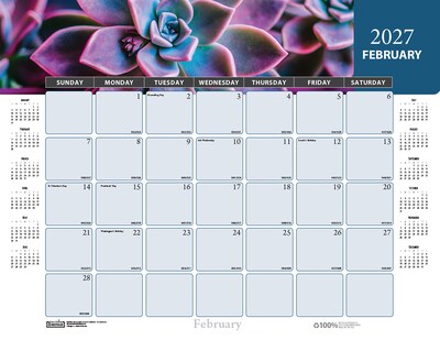 2027 House of Doolittle Succulent & Cacti 22 x 17 Monthly Dry Erase Desk Pad Calendar (121-27)