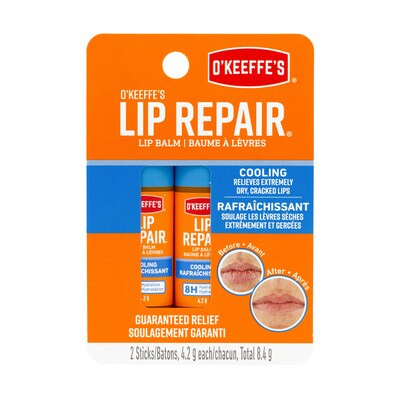 O'Keeffe's Lip Repair Cooling Lip Balm, 0.15 oz Stick, 2/Pack (K1710402)