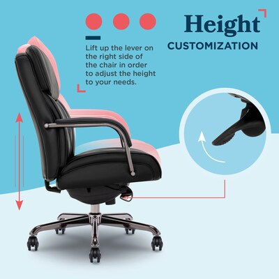 La-Z-Boy Symphony Ergonomic Bonded Leather Swivel Executive Chair, Black and Graphite (CCHR10013E)