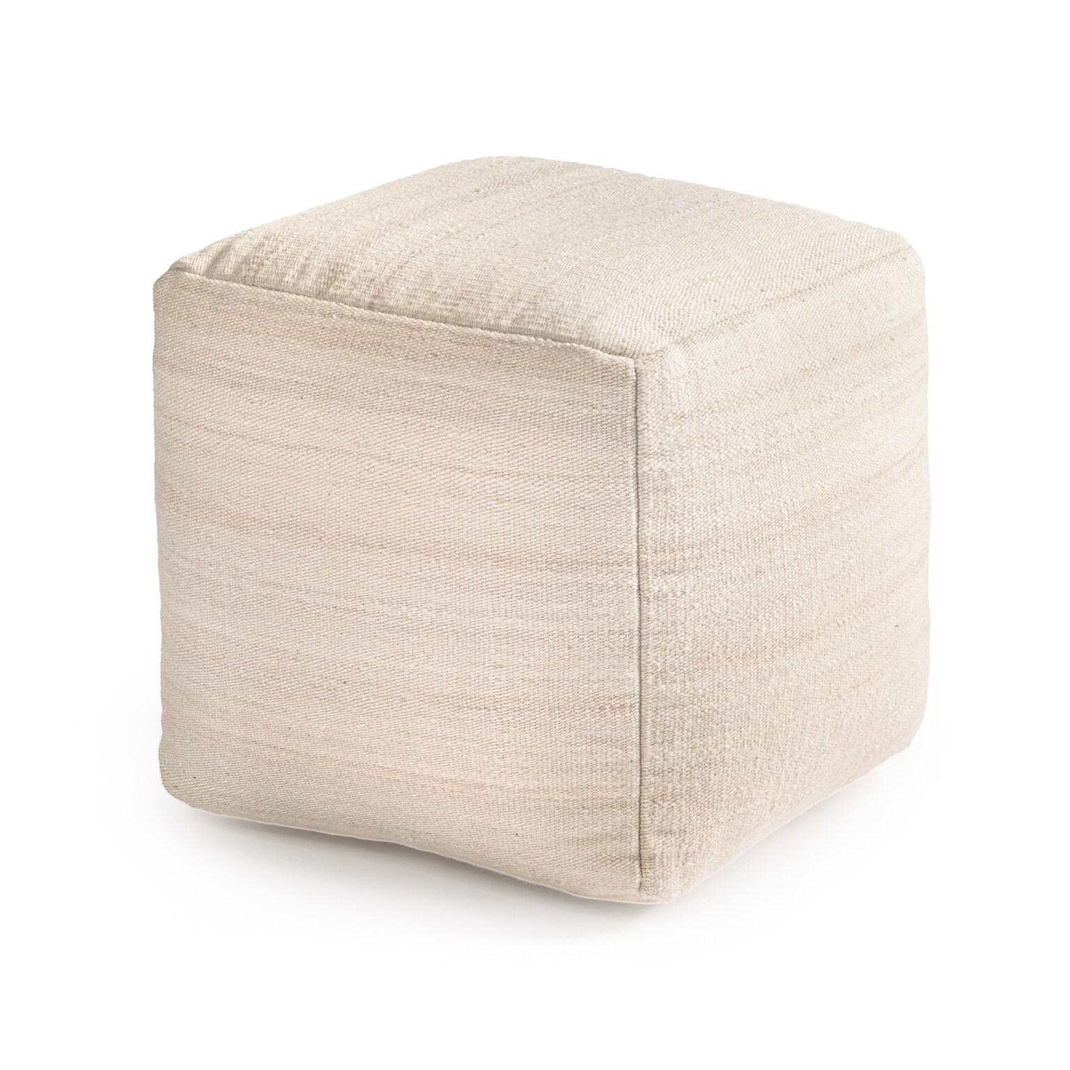 Anji Mountain Mojave Ivory Fabric Square Pouf Ottoman (AMBPF186-1818)