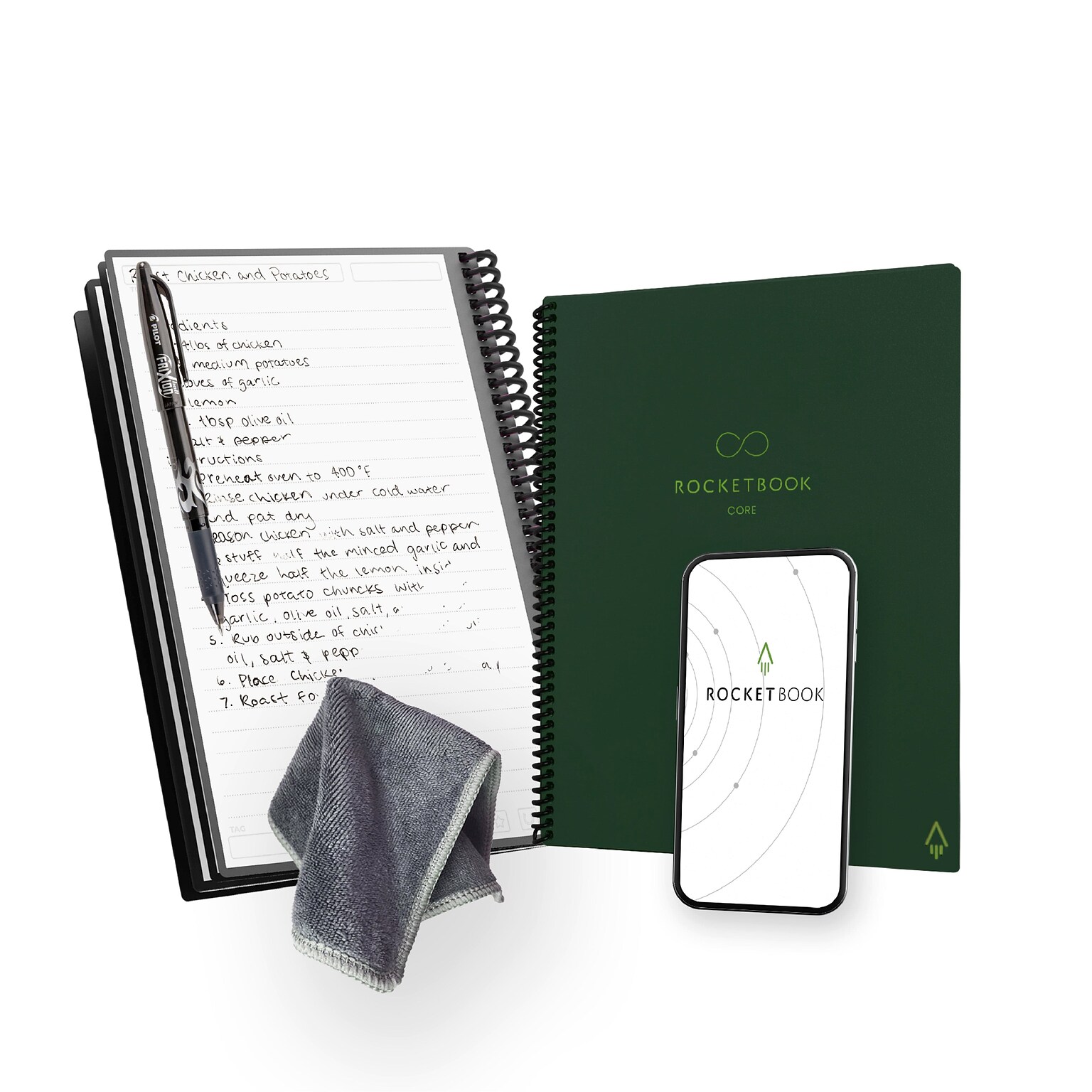 Rocketbook Core Smart Notebook, 6 x 8.8, Green (CREXLN-ENAM-GRN-01)