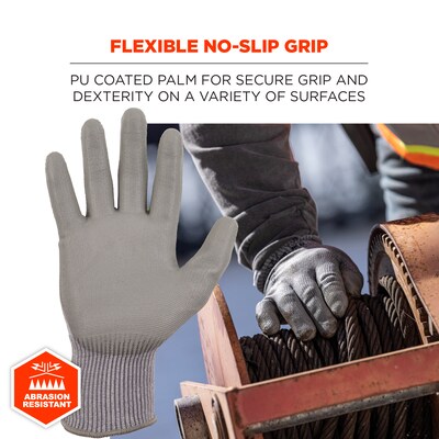 Ergodyne ProFlex 7024 PU Coated Cut-Resistant Gloves, ANSI A2, Gray, Small, 1 Pair (10402)
