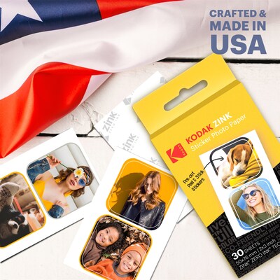 Kodak Zink Premium Pre-Cut Sticker Photo Paper, 2" x 3", 30 Sheets/Pack (RODZ2X330C)