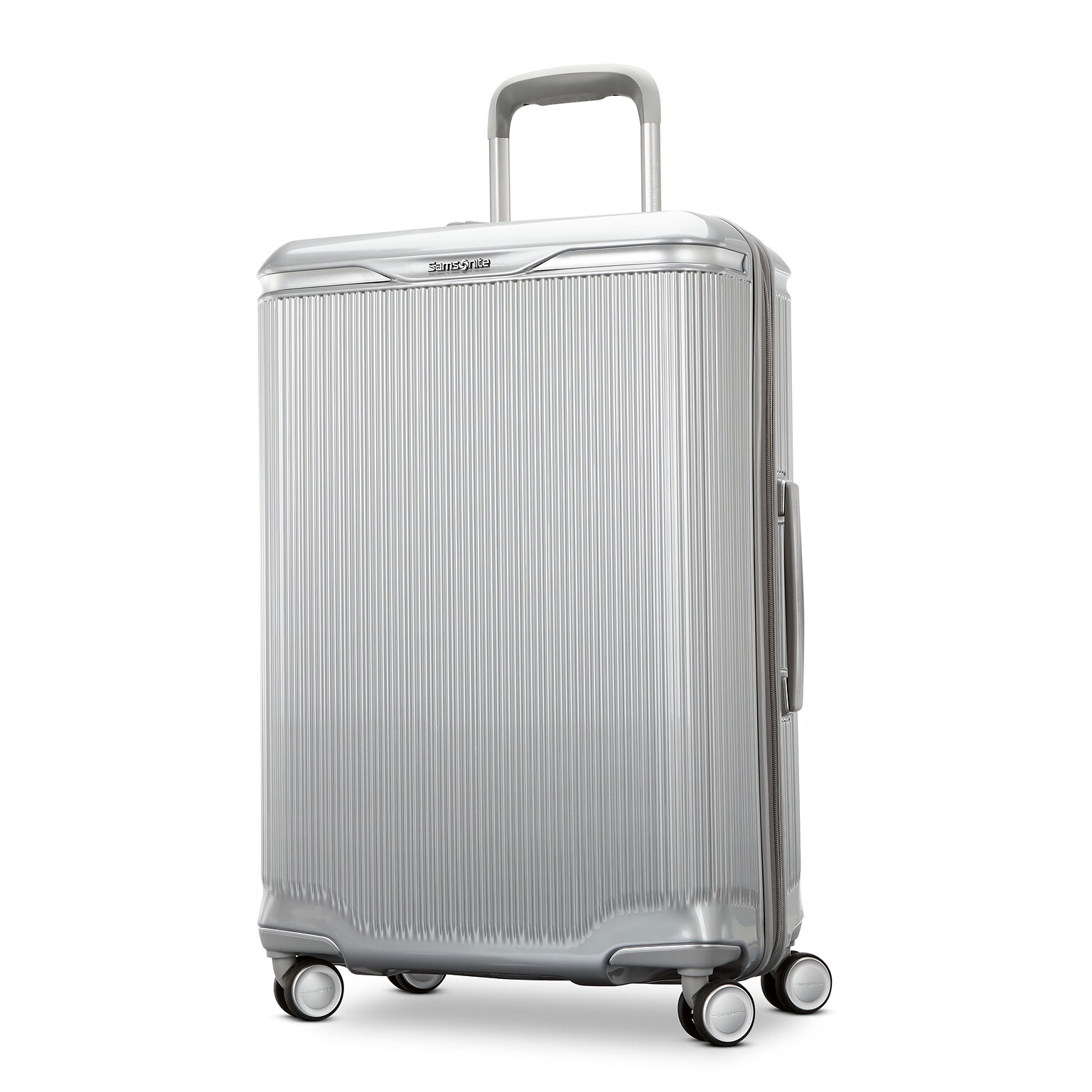 Samsonite Silhouette 18 27 Hardside Checked Luggage with Spinner Wheels, Metallic Silver (153644-1546)