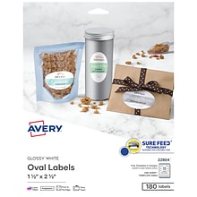 Avery Easy Peel Laser/Inkjet Labels, 1 1/2 x 2 1/2, Glossy White, 18 Labels/Sheet, 10 Sheets/Pack,