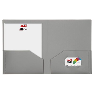 JAM Paper Smooth 2-Pocket Plastic Folder, Assorted, 6/Pack (383HBAasst)