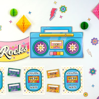 Carson-Dellosa Happily Ever Elementary Retro Remix Work That Rocks Bulletin Board Set (110592)