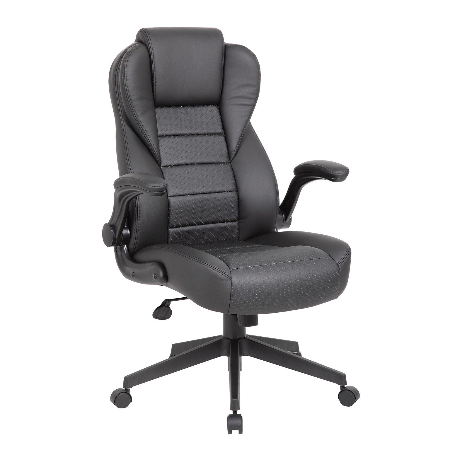 Boss Office Products Ergonomic Vinyl Swivel Executive Chair, Black (B8551-BK)