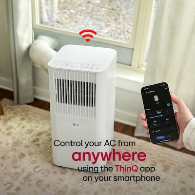 LG ThinQ 115-Volt 8000 BTU (6000 BTU DOE) Portable Air Conditioner with Remote, WiFi Enabled, White (LP0626PWSF)