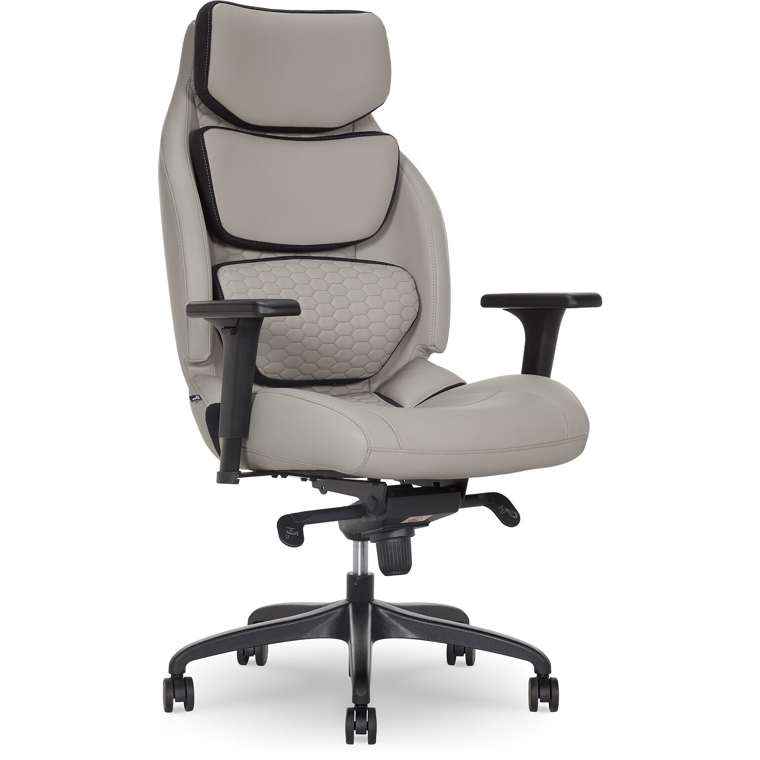 Sharper Image Algrove Comfort-X Ergonomic Swivel Executive Massage Chair, Gray/Black (60117-GRYBLK)