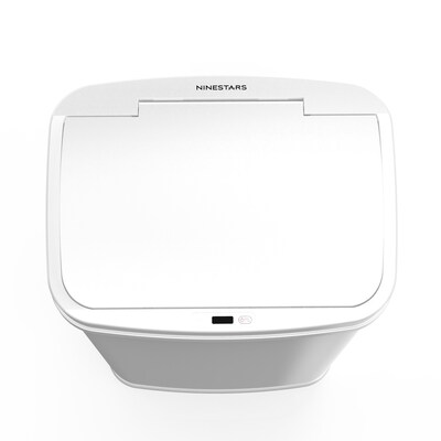 NineStars Stainless Steel Indoor Automatic Sensor Trash Can, 13.2 Gallons, White (DZT-50-28WH)