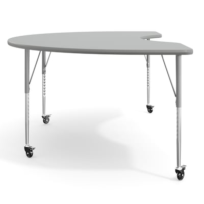 Flash Furniture Wren Kidney Activity Table, 72" x 48", Height Adjustable, Gray Top/Silver Frame (XUA4872KDGYTAC)