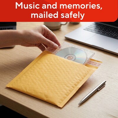 Quill Brand® 8" x 7" Self-Sealing Bubble Mailer, CD/DVD, 12/Pack (51577)