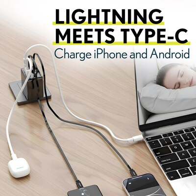 Overtime D36 4-in-1 USB-A/USB-C Wall Charger with USB-C Cables, Black (OCAH36CLBK)