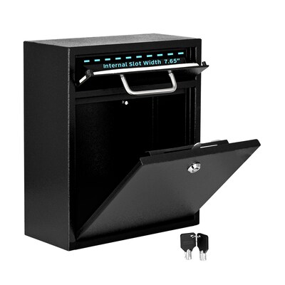 AdirOffice Steel Ultimate Locking Wall Mounted Drop Box Interoffice Mailbox, Medium, Black (631-05-BLK-PKG)