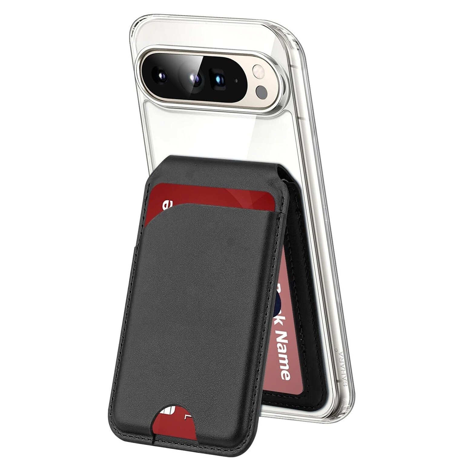 SaharaCase Venture Series Wallet Case for Google Pixel 9 Pro XL, Clear/Black (CP00613)