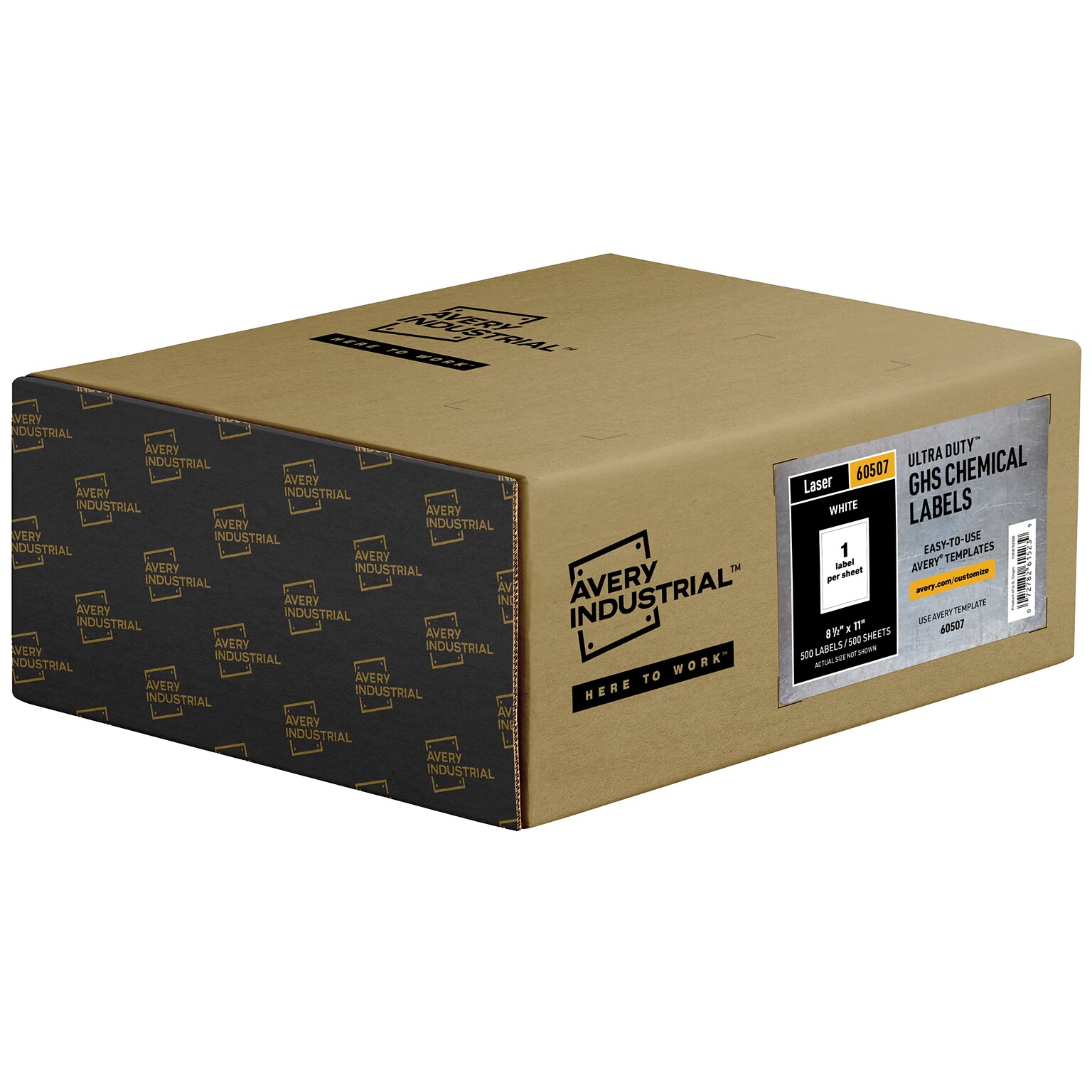Avery UltraDuty Waterproof Laser GHS Chemical Labels, 8-1/2 x 11, White, 500 Labels/Box (60507)
