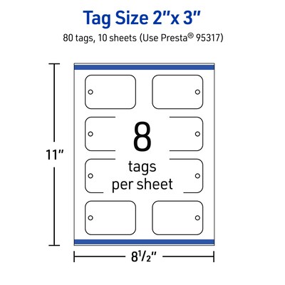 Avery 2" x 3"  Blank Price & Merchandise Tags, White, 80/Carton (95317-MWT10)