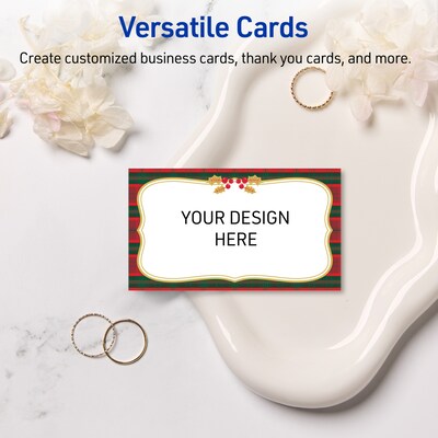 Avery Gold-Red-Green Plaid Matte Blank Card, White, 80/Pack (S00-FEX)