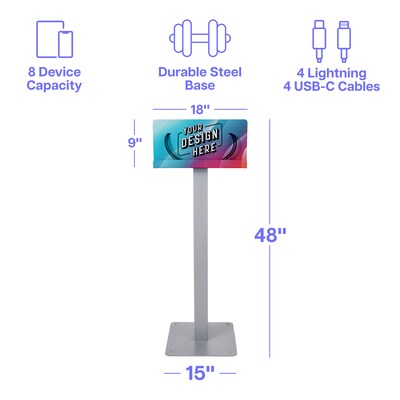 KwikBoost Standard Courtesy Freestanding Charging Station, Silver (KB99032)