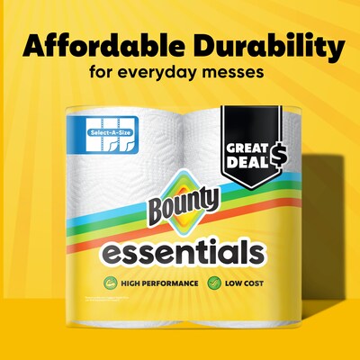 Bounty Essentiels  Select-A-Size Double Roll Paper Towels, 2-ply, White, 108 Sheets/Roll, 12 Rolls/Pack (11093)