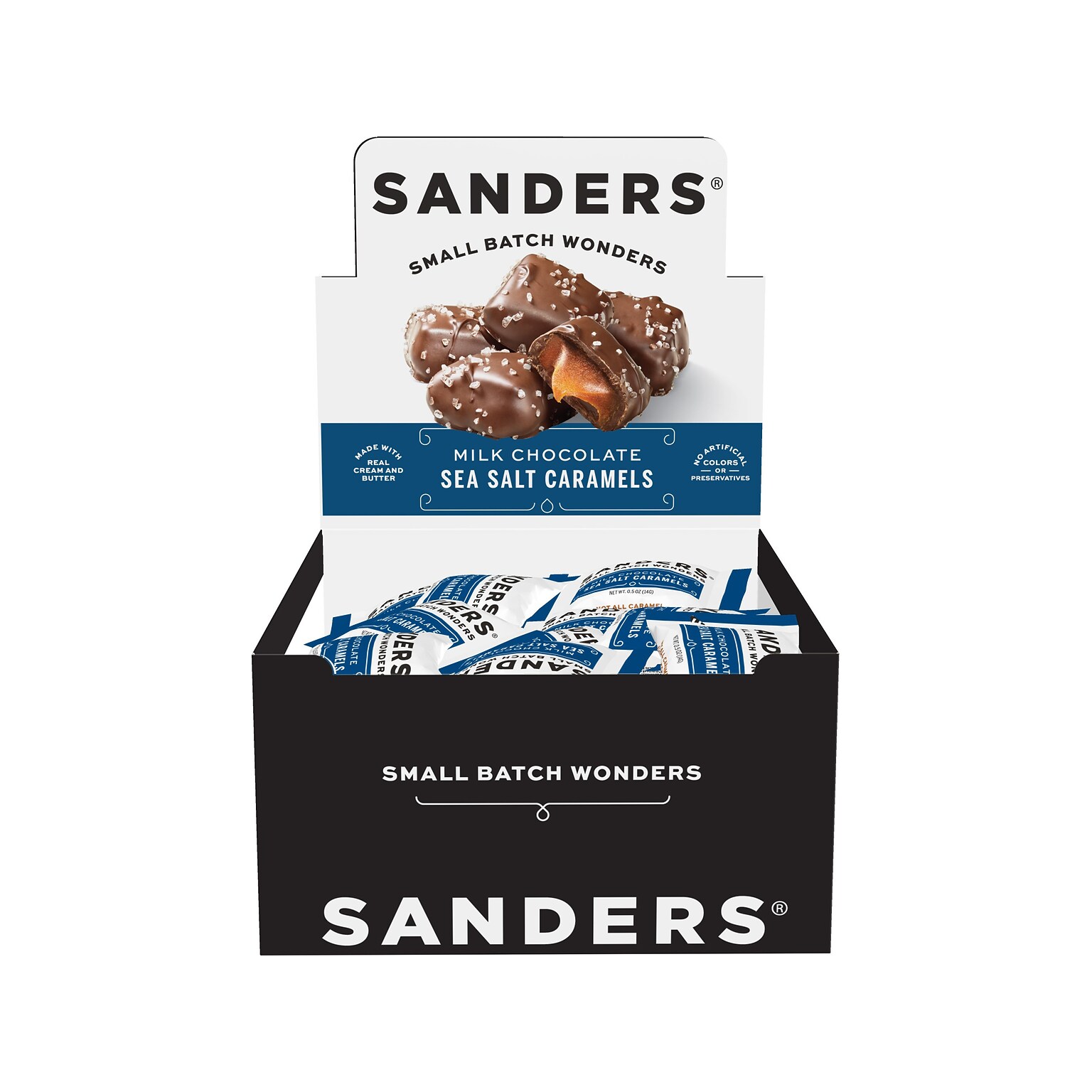 Sanders Small Batch Wonders Snack-Size Sea Salt Milk Chocolate Caramels, 24 oz., 48 Pieces/Box (27163)