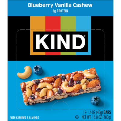 KIND Gluten Free Blueberry Vanilla Cashew Nut Bar, 12 Bars/Box (PHW18039)