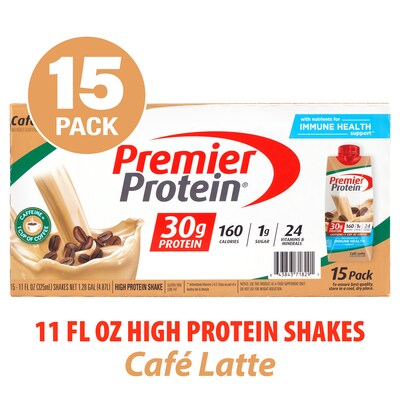 Premier Protein Cafe Latte Protein Shake, 11 oz., 15/Pack (220-02615)