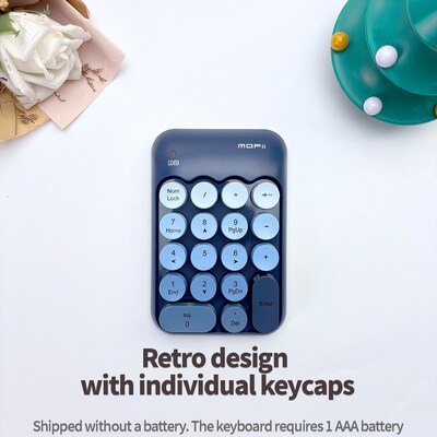 SaharaCase Retro Numeric Keypad Wireless Ergonomic Number Pad, Navy Blue (KB49)