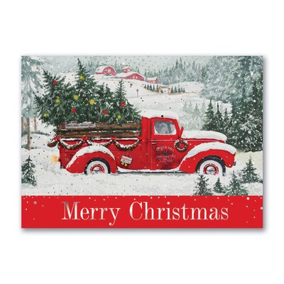 Custom Tree Farm Truck Cards, with Envelopes, 7 7/8 x 5 5/8  Holiday Card, 25 Cards per Set