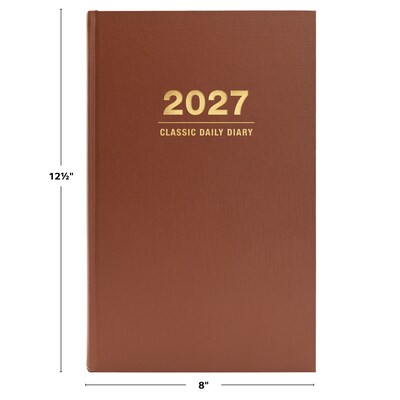 2027 Excello Brands 9" x 12.8" Daily Standard Planner, Paperboard Cover, Brown (CD812-CY27-BN)