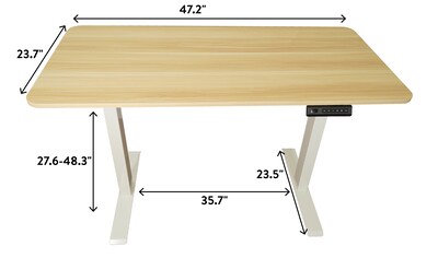Uncaged Ergonomics Rise Up Essential Electric Standing Desk, 23.6" x 47.2", Maple Desktop/White Frame (RUE-wm)
