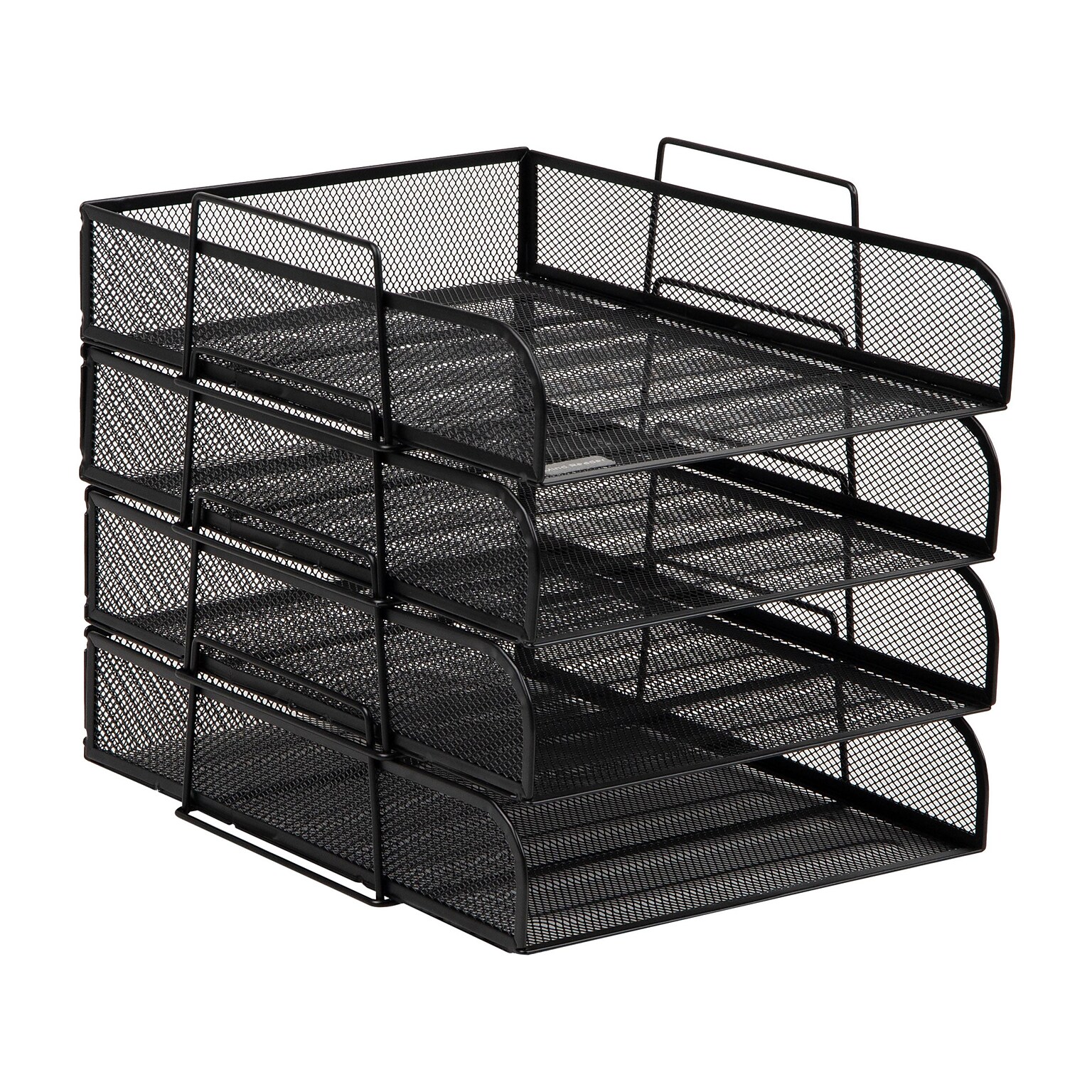 Mind Reader 4-Tier Stackable Paper Desk Tray, Metal Mesh, Black, 4/Pack (BSTACK4-BLK)