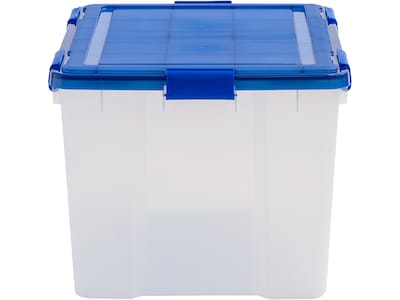 Iris WeatherPro 74 Qt. Latch Lid Storage Bin, Clear/Blue (500204)