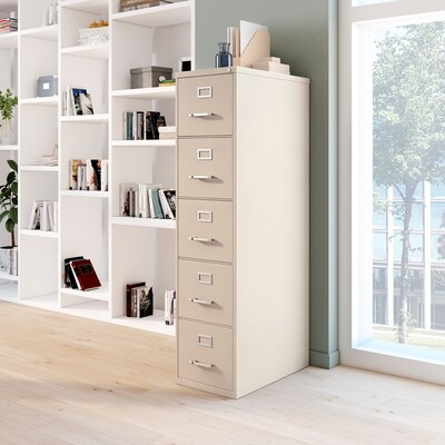 Quill Brand® Commercial 5 File Drawer Vertical File Cabinet, Locking, Putty/Beige, Letter, 26.5"D (20069D)