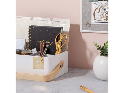 U Brands Mod Caddy 4-Compartment Plastic Desk Storage, White, 2 Pieces (5387U00-01)