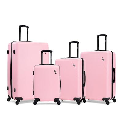 DUKAP Discovery 4-Piece Hardside Spinner Luggage Set, TSA Checkpoint Friendly, Pink (DKDISSMLXL-PNK)