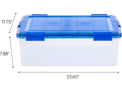 Iris WeatherPro 40 Qt. Latch Lid Storage Bin, Clear/Blue (500202)