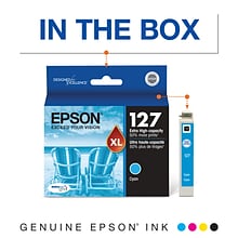 Epson T127 Cyan Extra High Yield Ink Cartridge, Each