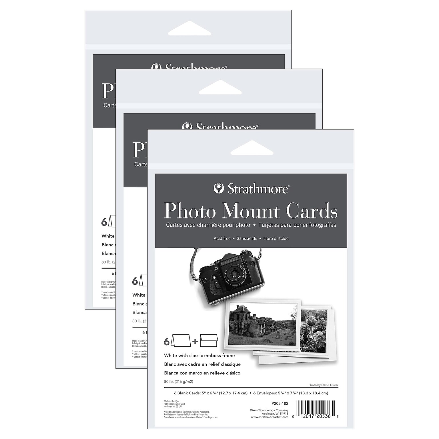 Strathmore Photo Mount Cards & Envelopes, 6.875 x 5, White, 6/Pack, 3 Packs/Bundle (STTP205182-3)
