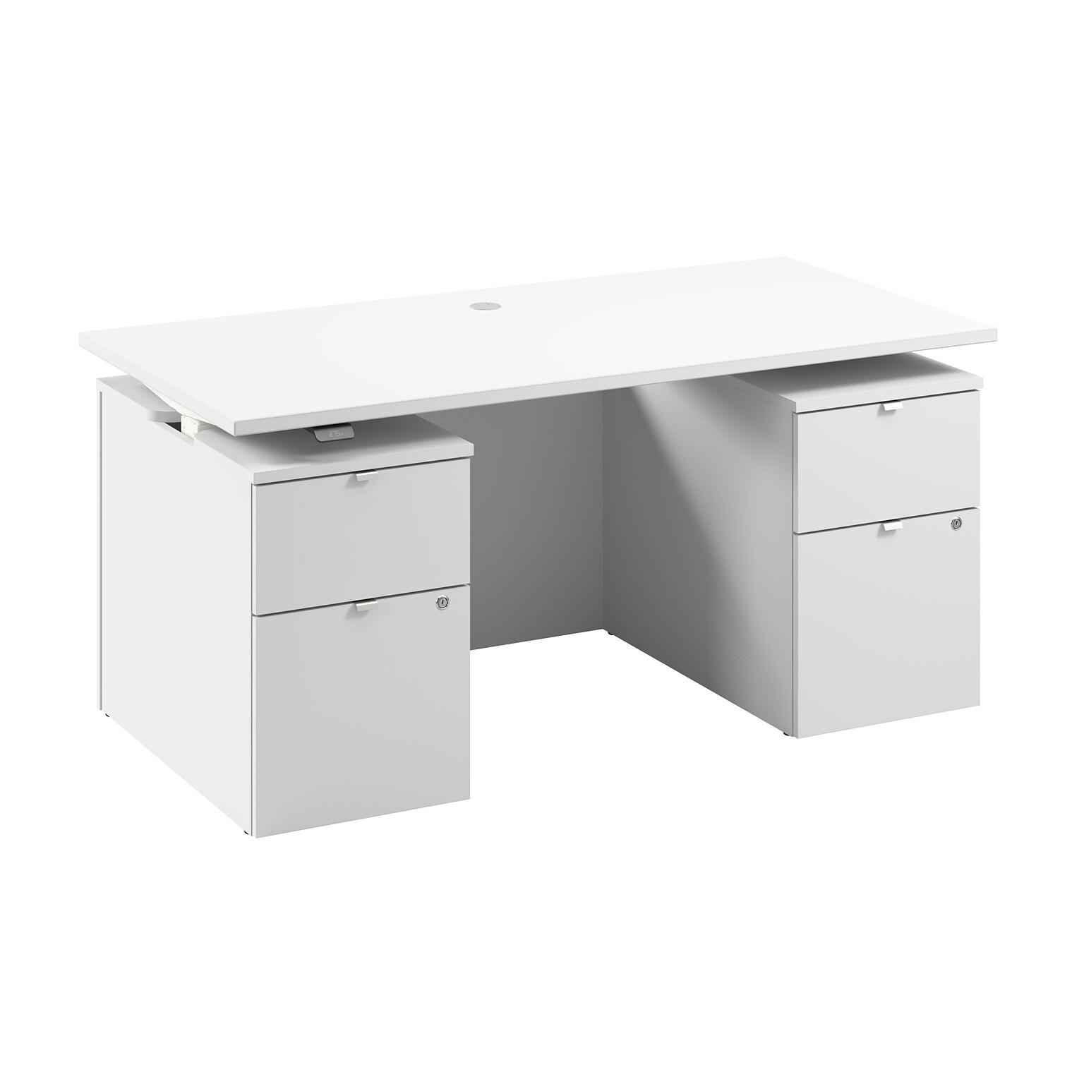 Bush Business Furniture Stratus 60W Electric Adjustable Standing Desk with Drawers and Panel, White (SUT011WH)