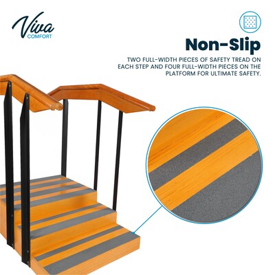 Viva Comfort Physical Therapy Non-slip Staircase with Safety Handles, 500 lbs. Capacity, Natural Wood (ADI906-01-MK)