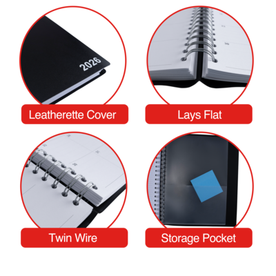 2026 Staples 8" x 11" Daily Appointment Book, Black (ST58453-26)