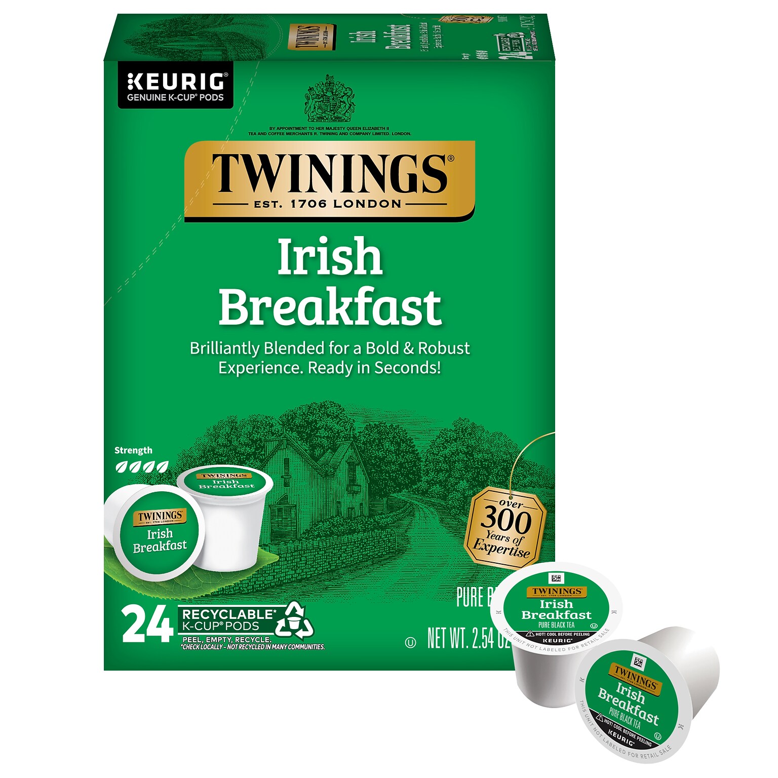 Twinings Irish Breakfast Black Tea, Keurig® K-Cup® Pods, 24/Box (TNA87303)