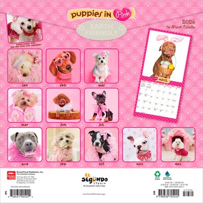 2026 BrownTrout Puppies in Pink 12 x 12 Monthly Wall Calendar (9798330705245)