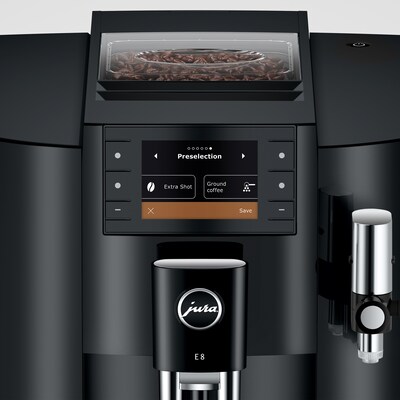 JURA E8 2-Cups Coffee & Espresso Machine Combination, Piano Black (15648)