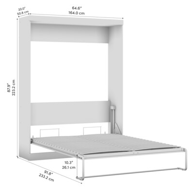Bestar Nebula 65W Queen Murphy Bed, Space-Saving Wall Bed, White (25184-17)