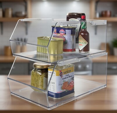 Azar Displays Large Narrow Plastic Storage Bin, Clear, 4/Pack (556712-4PK)