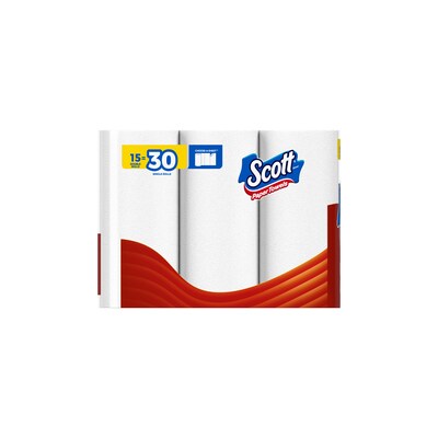 Scott Choose-A-Sheet Kitchen Roll Paper Towels, 1-ply, 102 Sheets/Roll, 15 Rolls/Pack (36371/55417)