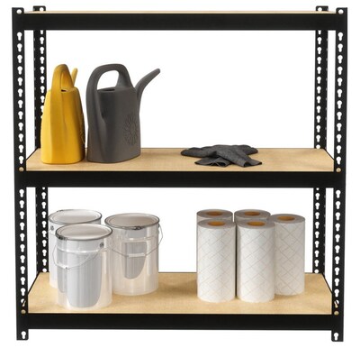 Lorell Iron Horse Narrow Riveted Shelving Unit, 200 lb. Capacity, 30W x 12D x 30H, Black (LLR6696